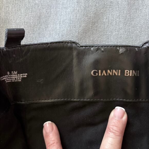 Gianni Bini Black Leather Knee High Boots Woven Detail Riding Style Size 8.5M - Picture 7 of 8